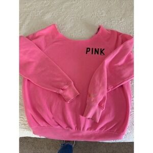 Victoria Secret Pink Sweatshirt Size Small Dog Logo On Arm ‎ 3963